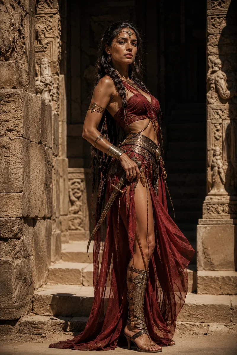 Bronze Warrior in Red Silk