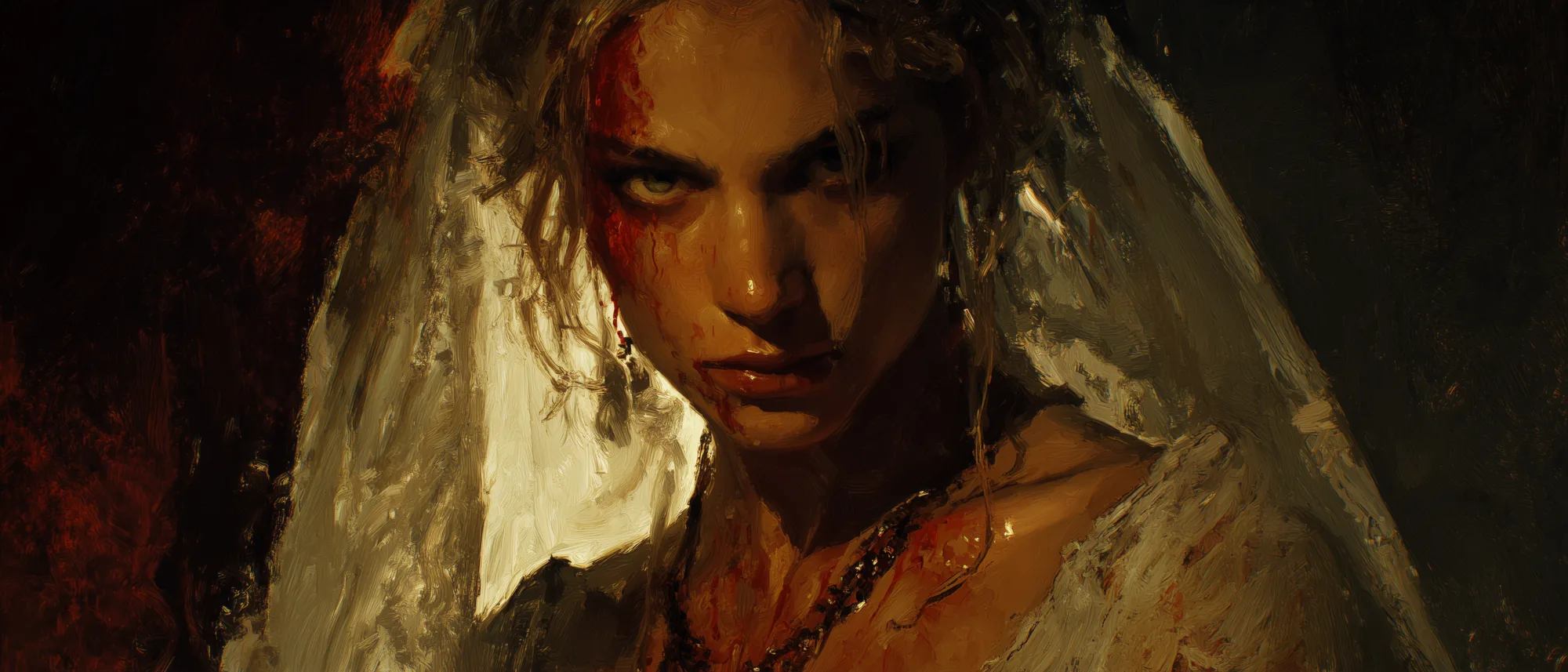 Realistic image female zombie sensual light.