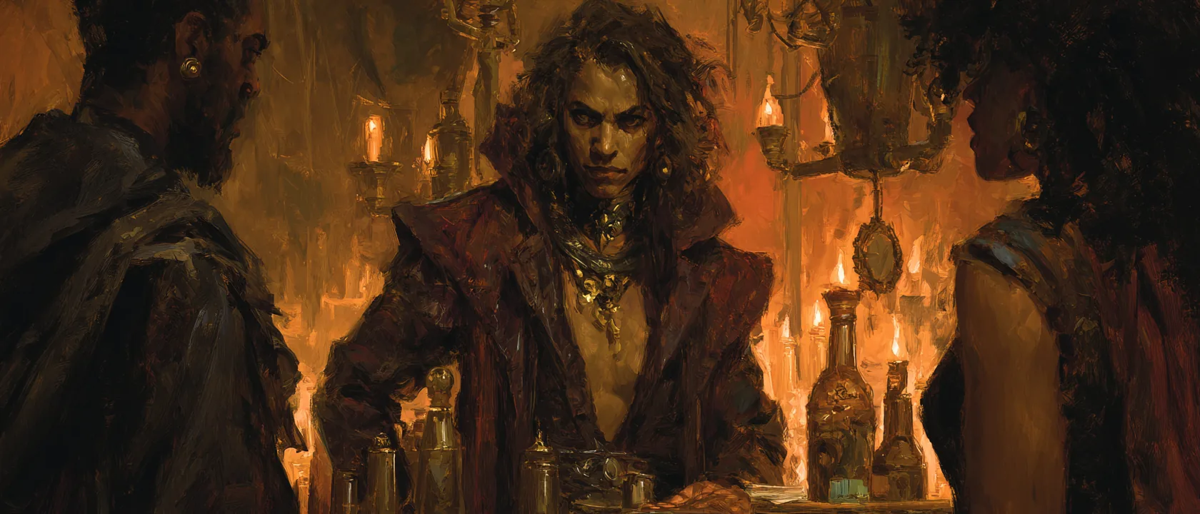 Market stall lantern cluster townsfolk gesturi.