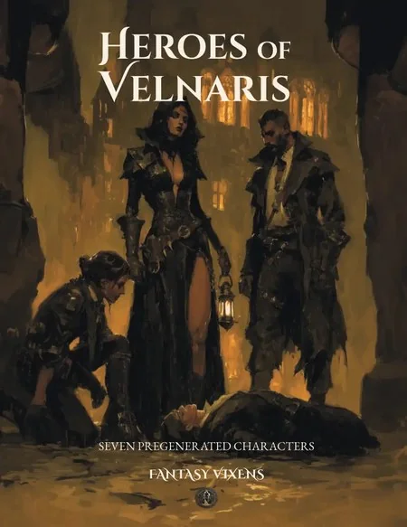 Cover of Heroes of Velnaris — Seven Level-5 Pregenerated Characters (5e)