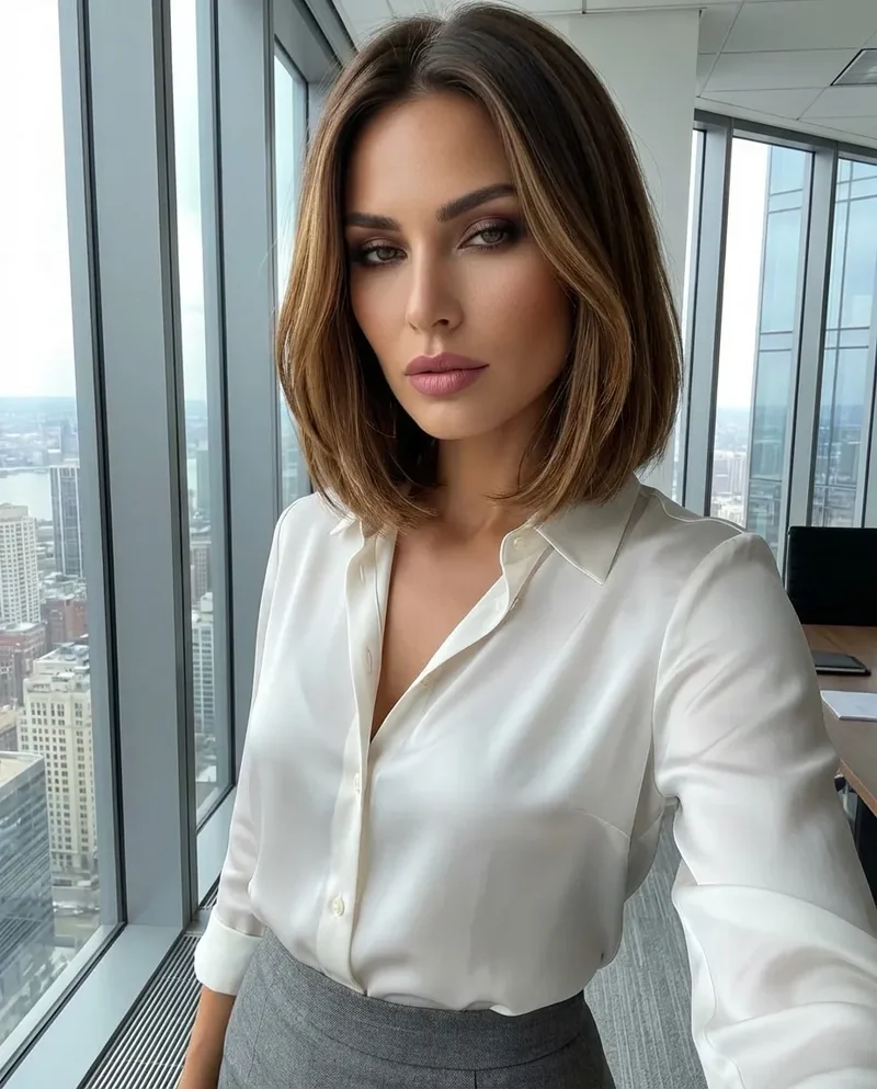 Amanda — cream silk, downward look